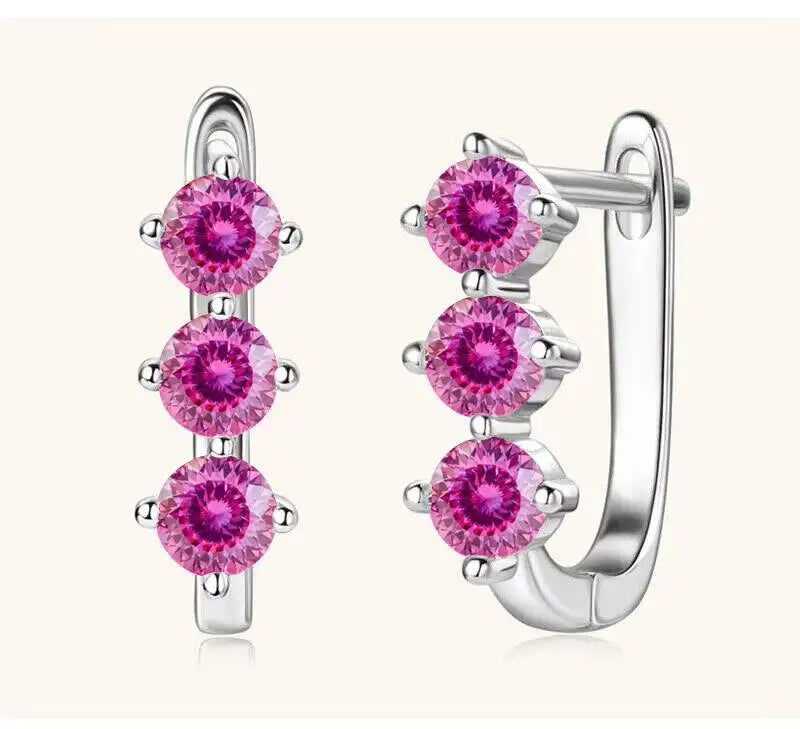 925 Sterling Silver Moissanite Hoop Earrings.1ct 6D For Women Valentine Gift