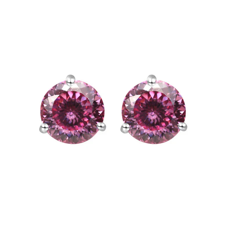 925 Sterling Silver Moissanite Stud Earrings 0.5CT 1CT Women Classic