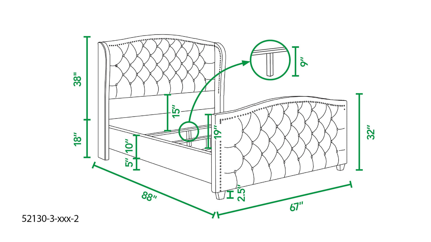Marcella Upholstered Shelter Headboard Bed Set, Queen, Sky Neutral Beige Polyester