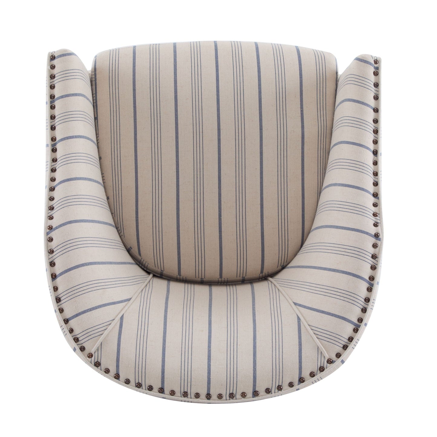 Transitional Upholstered Stripe Barrel Chair With Birch Wood Legs And Plush Cushioned Seat