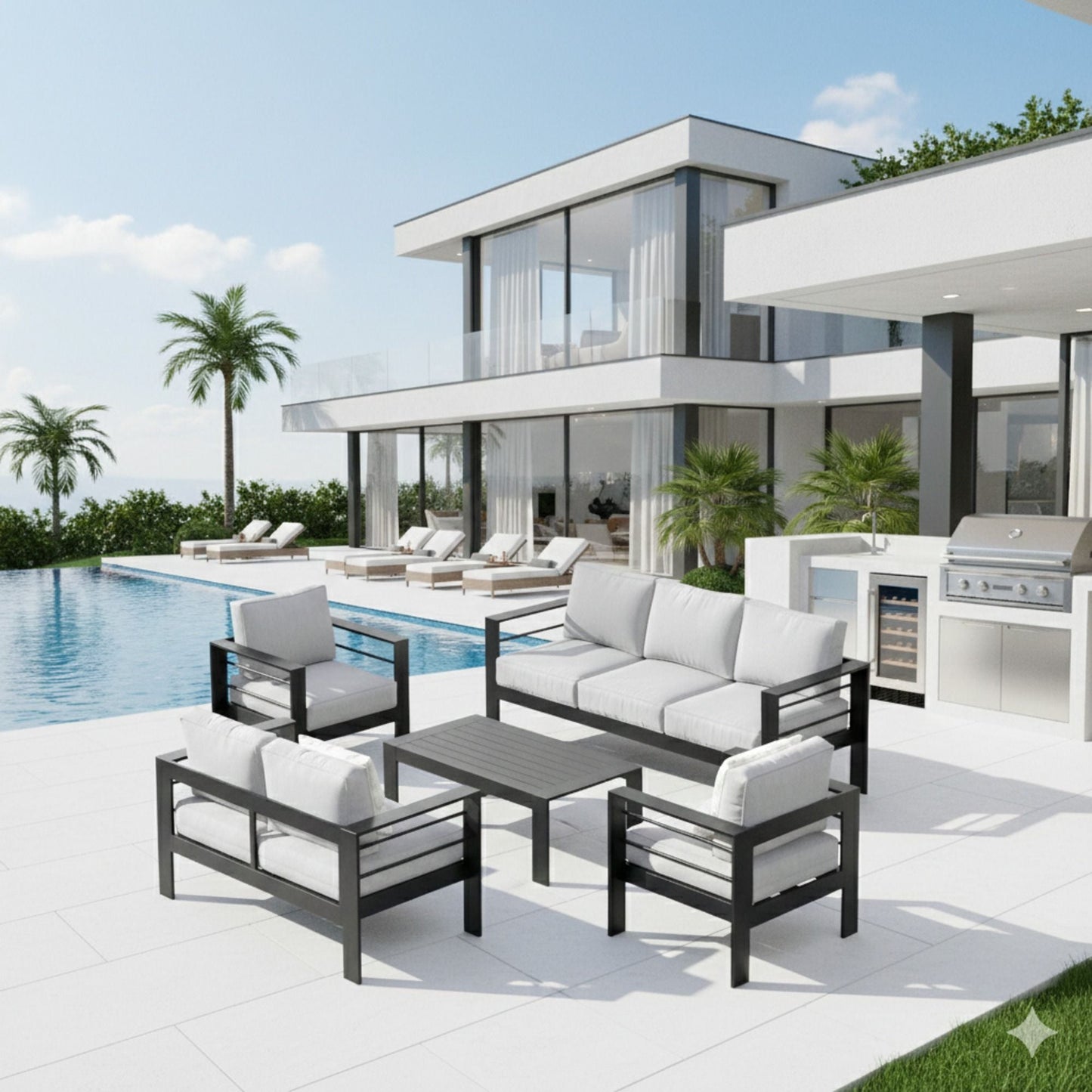 Outdoor Patio Set, All-Weather With Thick Cushions