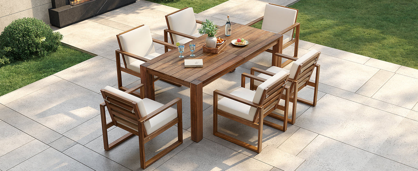 TREXM Patio Table and Chairs Set, 7-Piece Outdoor Dining Set for 6