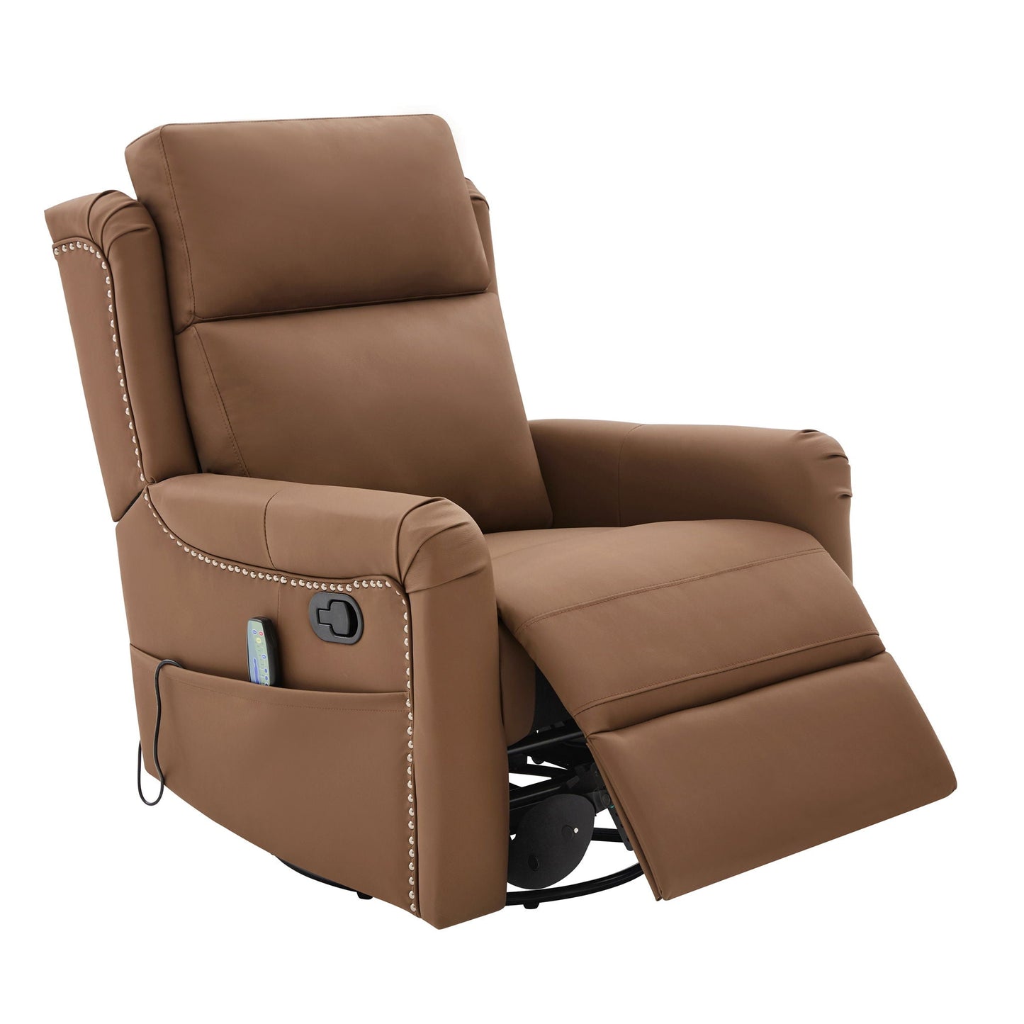 Manual Recliner Swivel Rocking Chair With 8-Point Massage and Heating