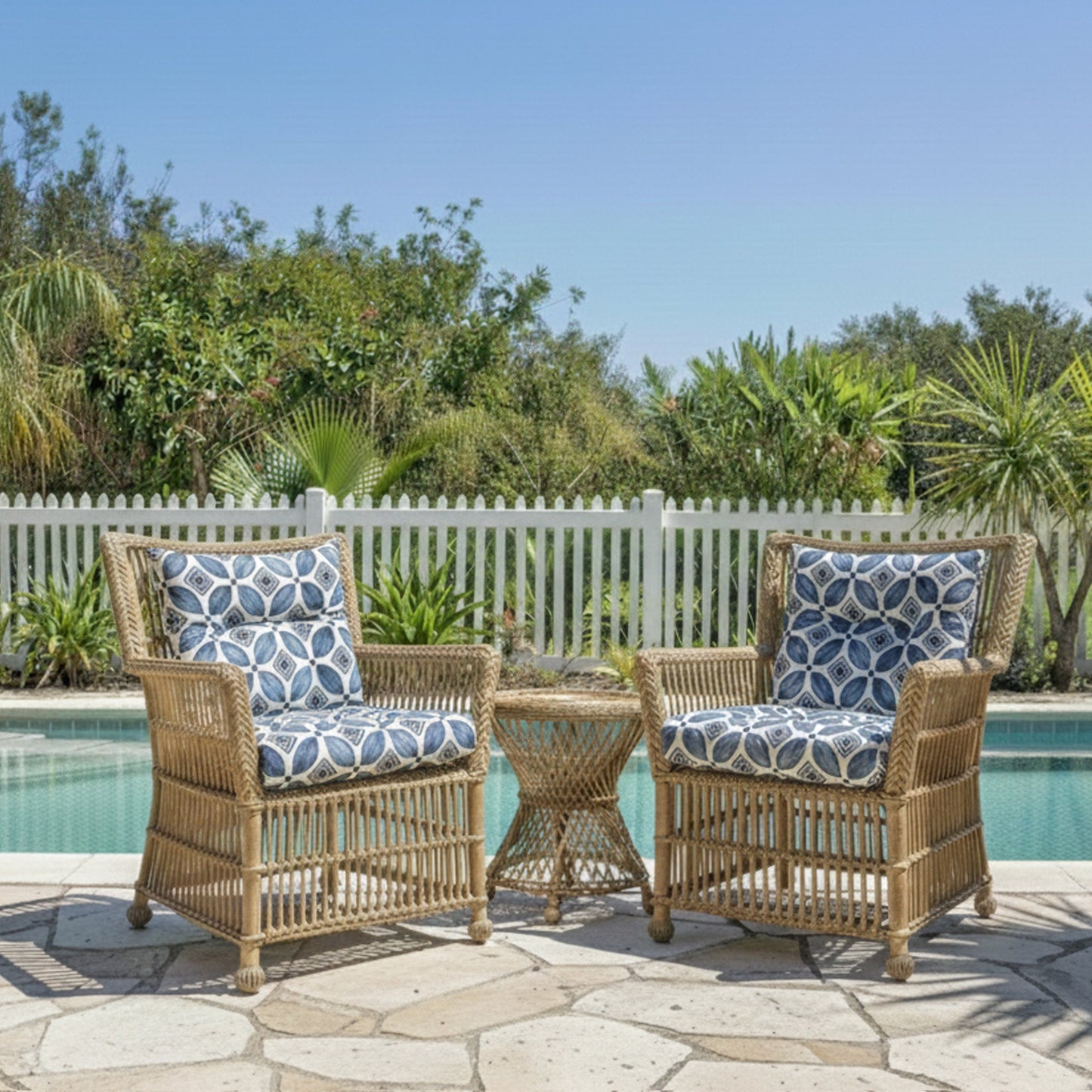 Outdoor Chair Cushions Set of 2, 19 x 19 x 4 Inch Tufted Seat Cushions