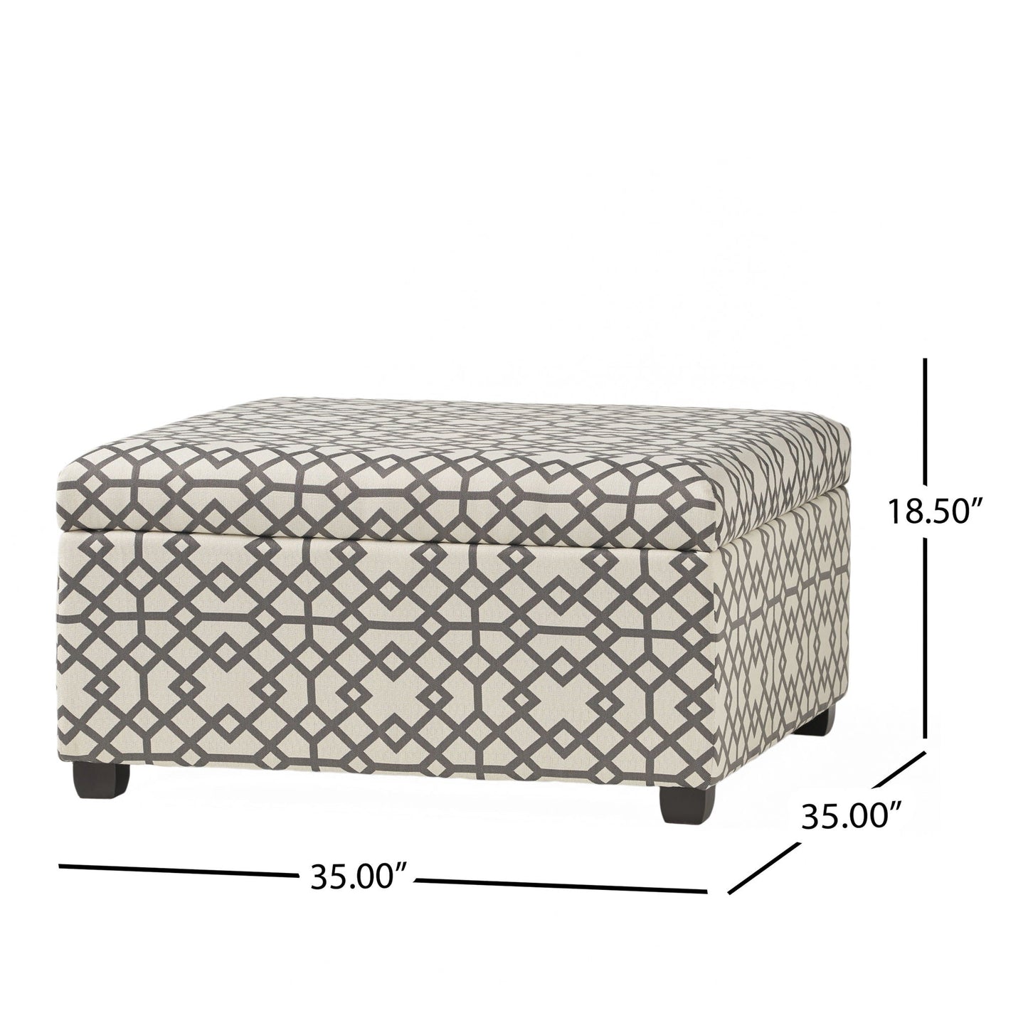 Richmond Storage Ottoman with Unique Pattern and Ample Storage - Gray