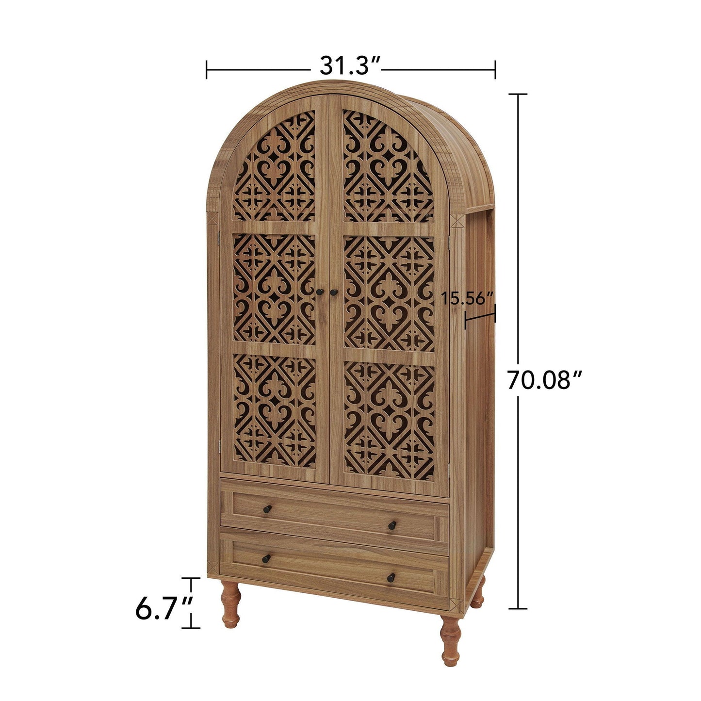 Tall Kitchen Pantry Cabinet With Hollow Carved Doors