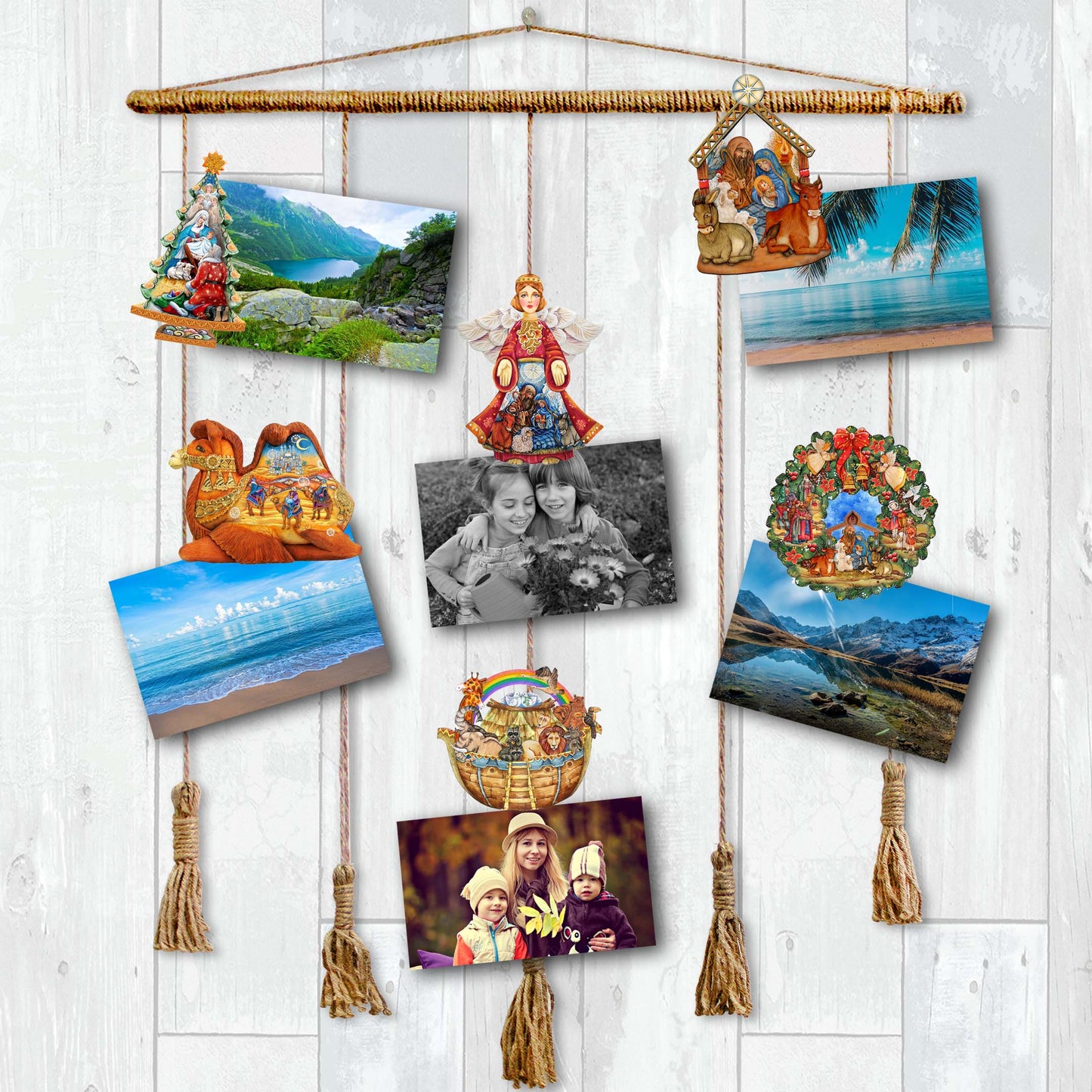 Nativity Clip-On Eco Wood Decorative Ornaments Set of 6 by G. Debrekht - Nativity Holiday Decor - 8090133C-S6