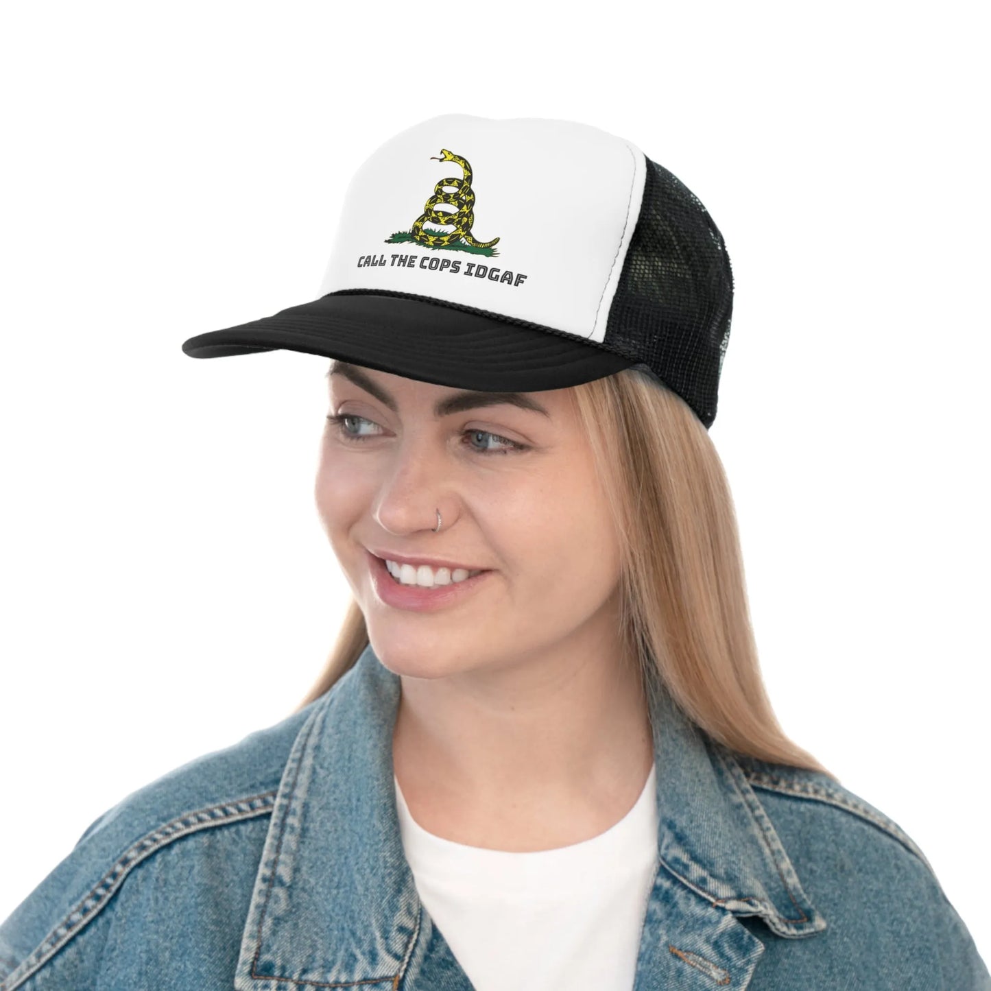 Call Cops IDGAF Gadsen Trucker Caps - 4LibertyShop.com