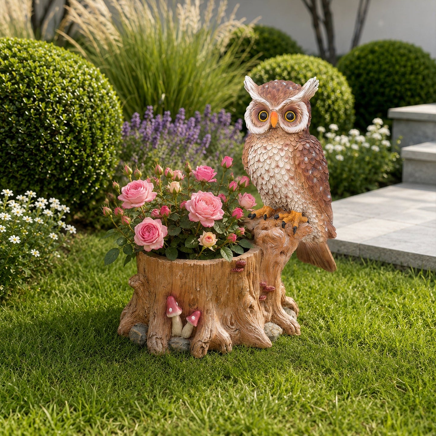 Decorative Owl Garden Planter Pot on Branch