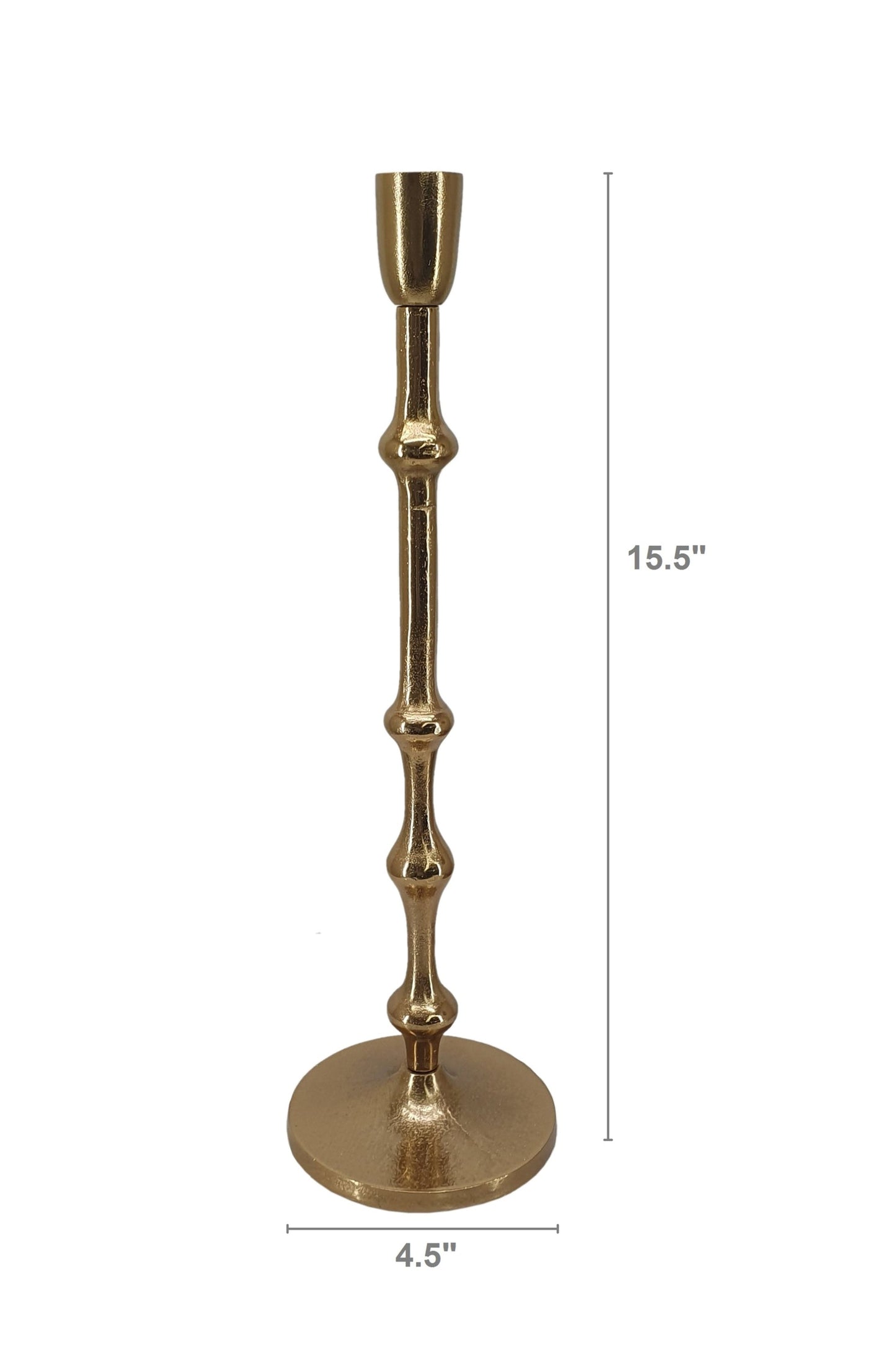 4.5x15.5' Slender Aluminum Taper Candle Holder with Bead Accents, Bronze