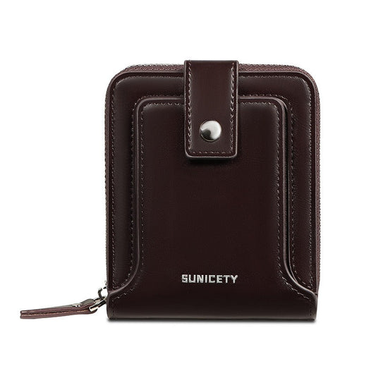 RFID Anti-Theft Brush Vintage Zipper Wallet Horizontal Type Driver's License Airtag Card Bag Manual Wallet