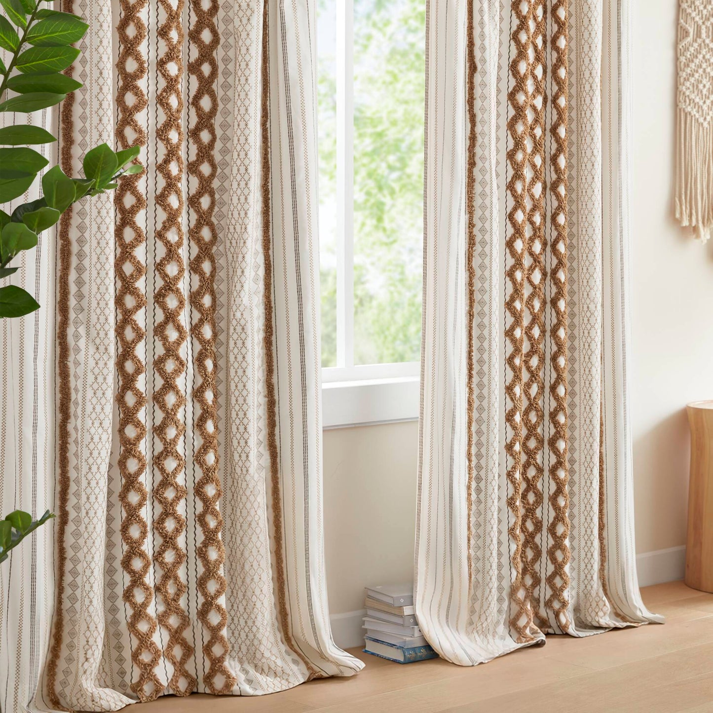 1 PC 50x84' Cotton Printed Window Panel with Chenille Stripe and Lining