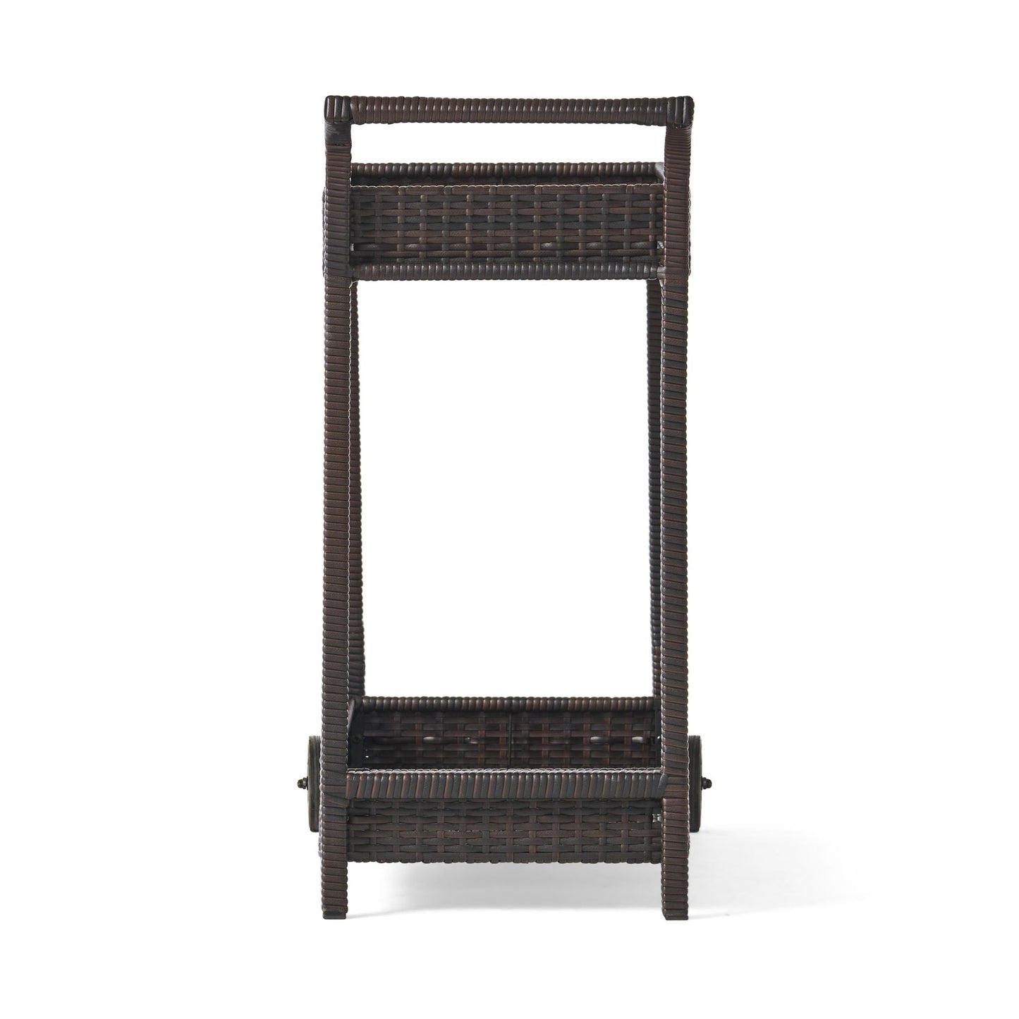 Resin Wicker Bar Cart With Metal Frame - Brown