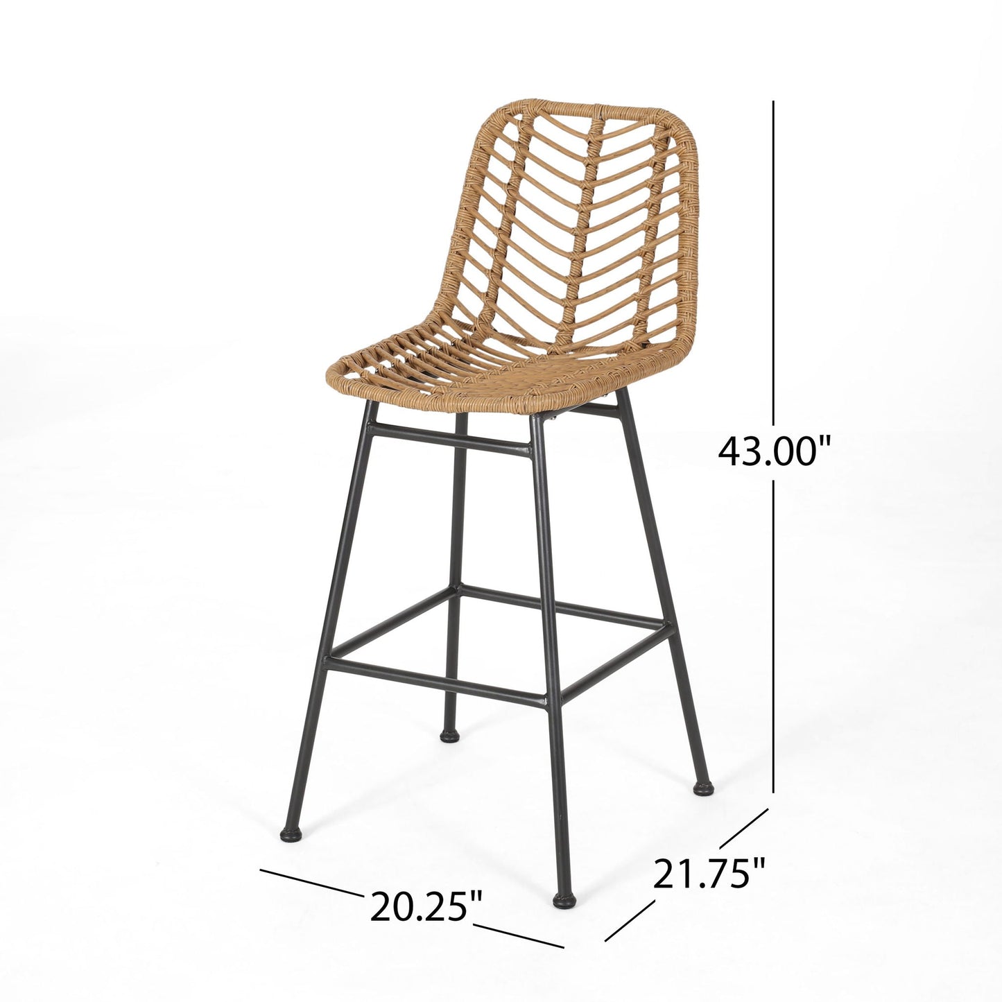 Sawtelle Outdoor Wicker Barstools (Set of 2)