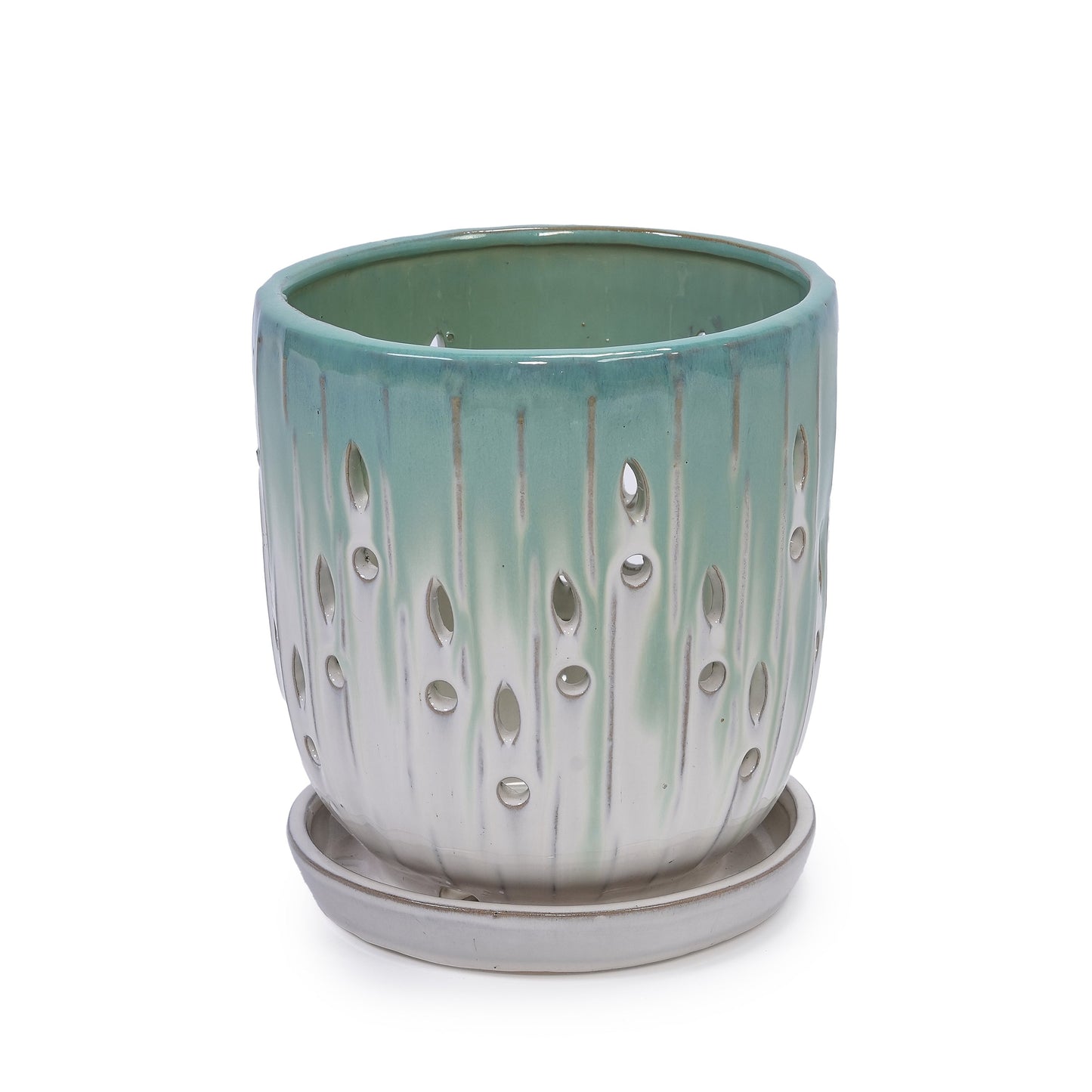 Set of 2 Ceramic Flowerpots with Drainage Hole