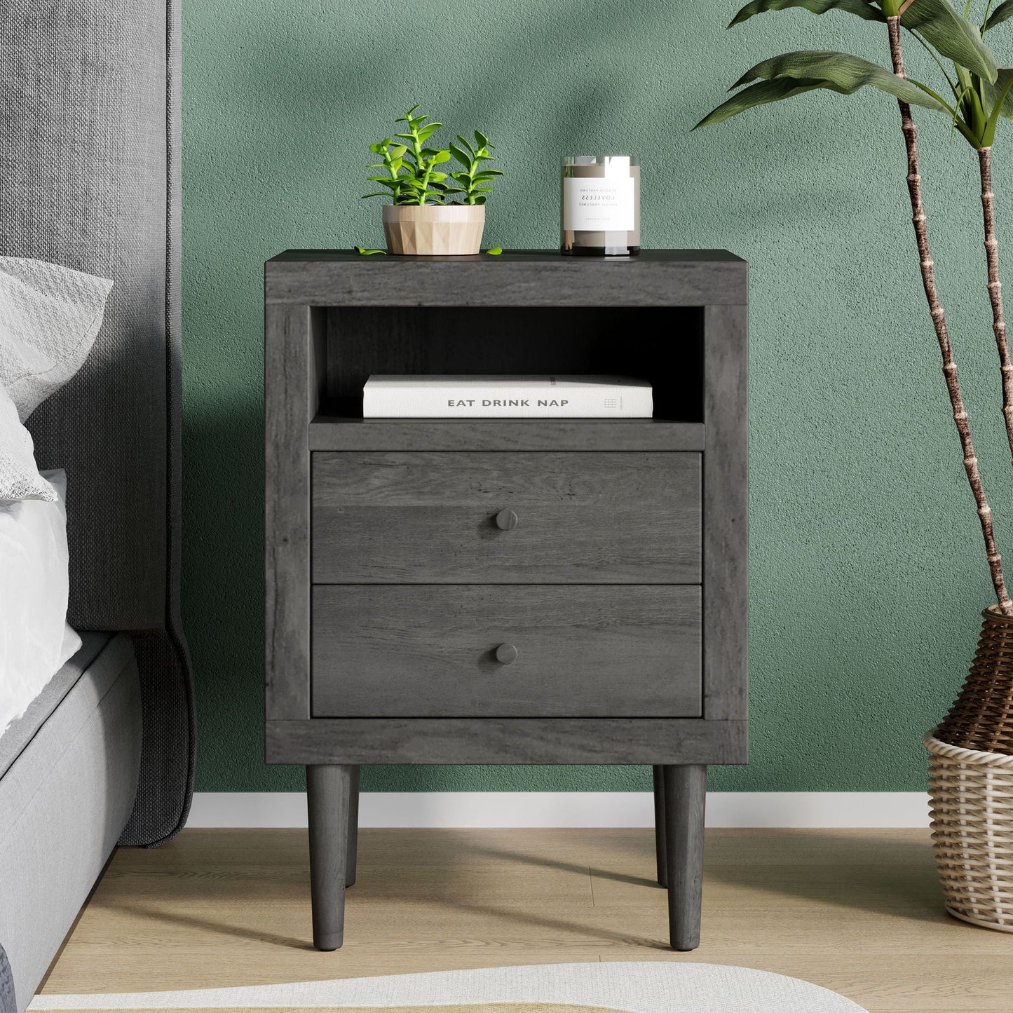 Nystrom Mid Century Modern 2 Drawer Nightstand