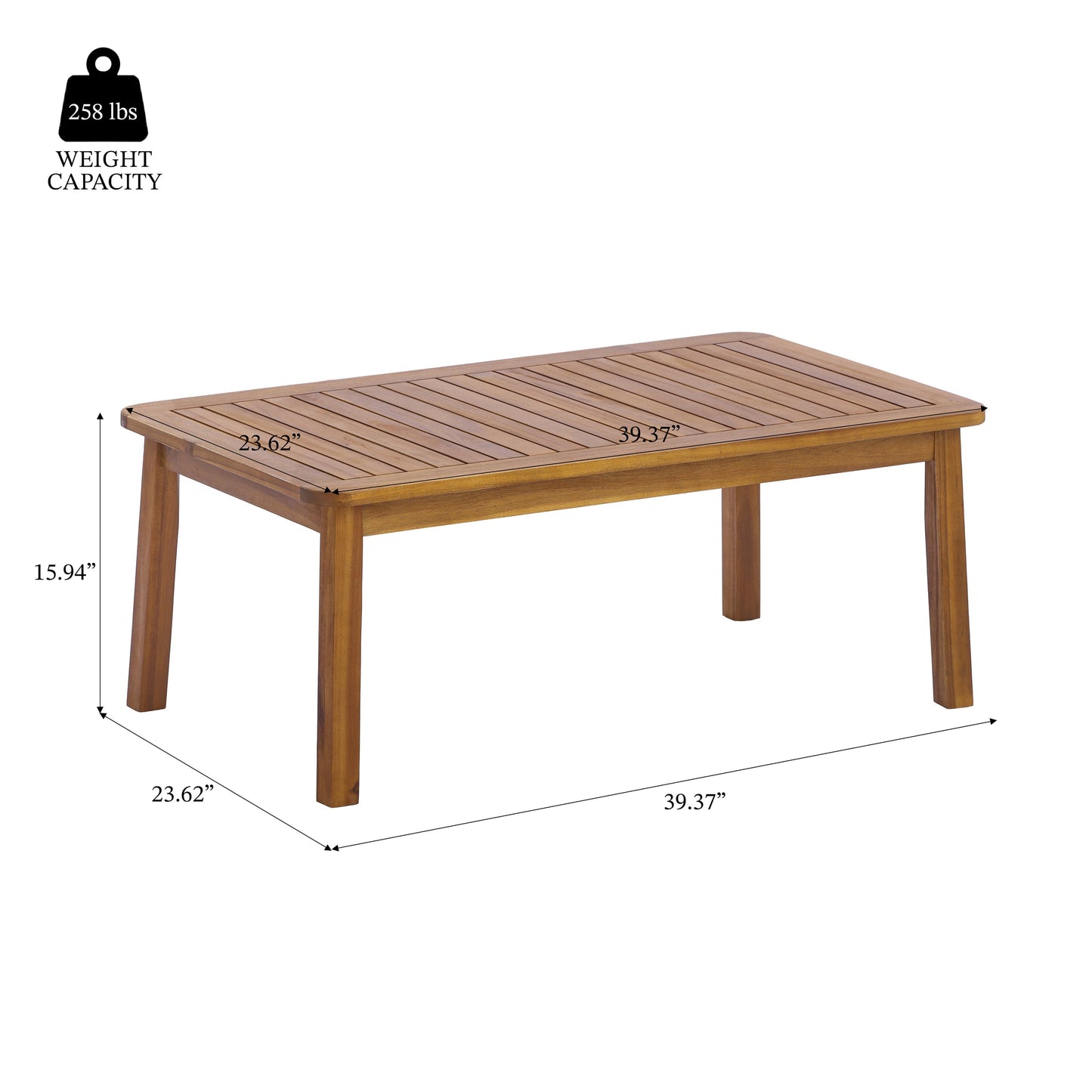 2-Pieces Outdoor Sofa Set with Cushions Teak Acacia Wood