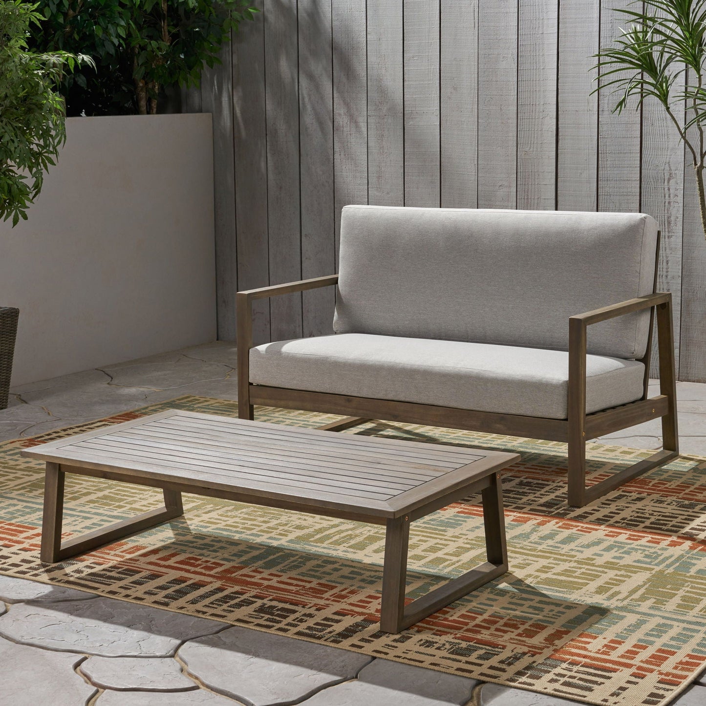 Belgian Loveseat & Coffee Table Set With Water Resistant Cushions