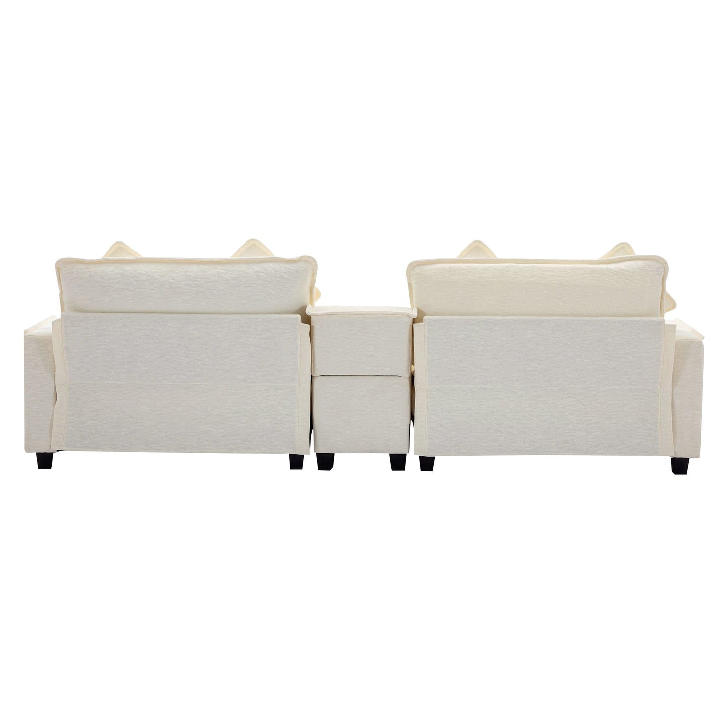 Sectional Sofa Upholstered Sofa With Two Removable Ottoman, Two USB Ports, Two Cup Holders And Large Storage Box For Living Room