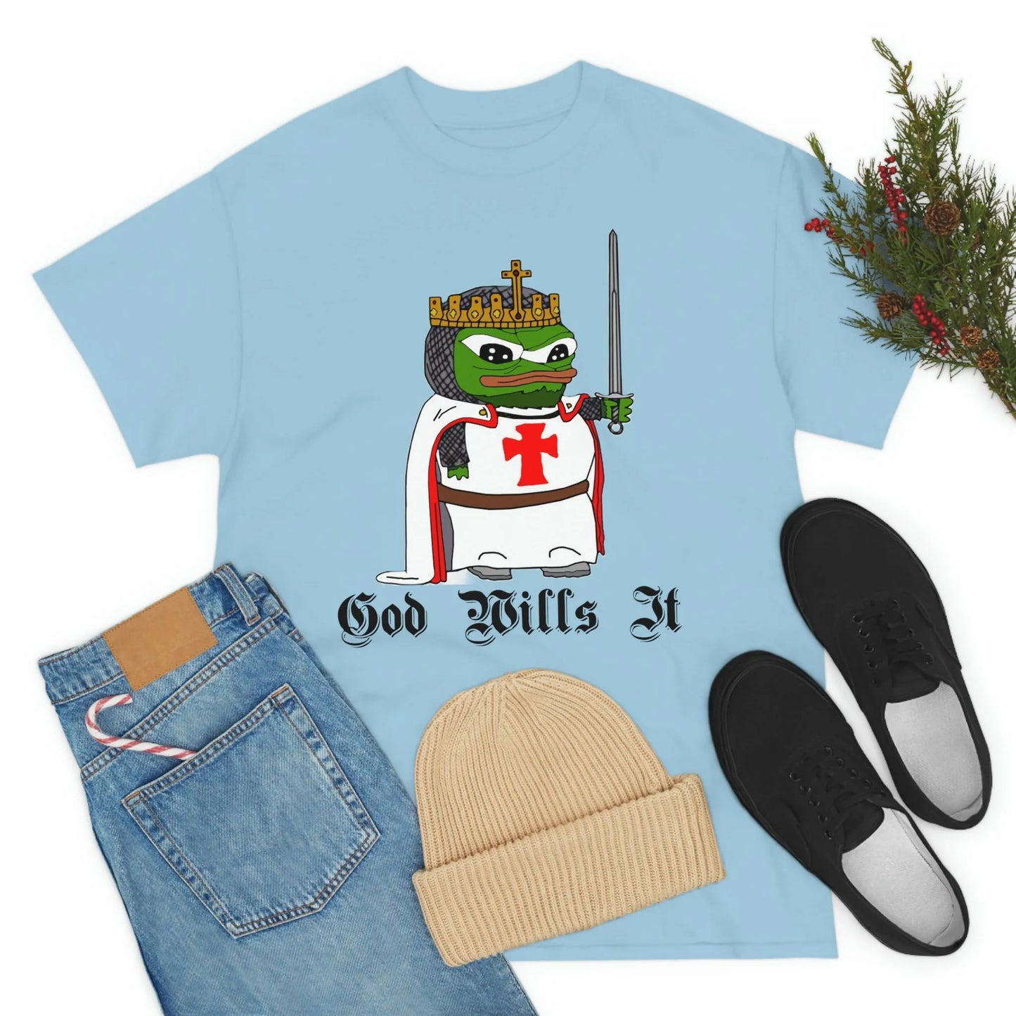 Crusader Pepe "God Wills It" Tee - Deus Vult Meme Shirt - 4LibertyShop.com