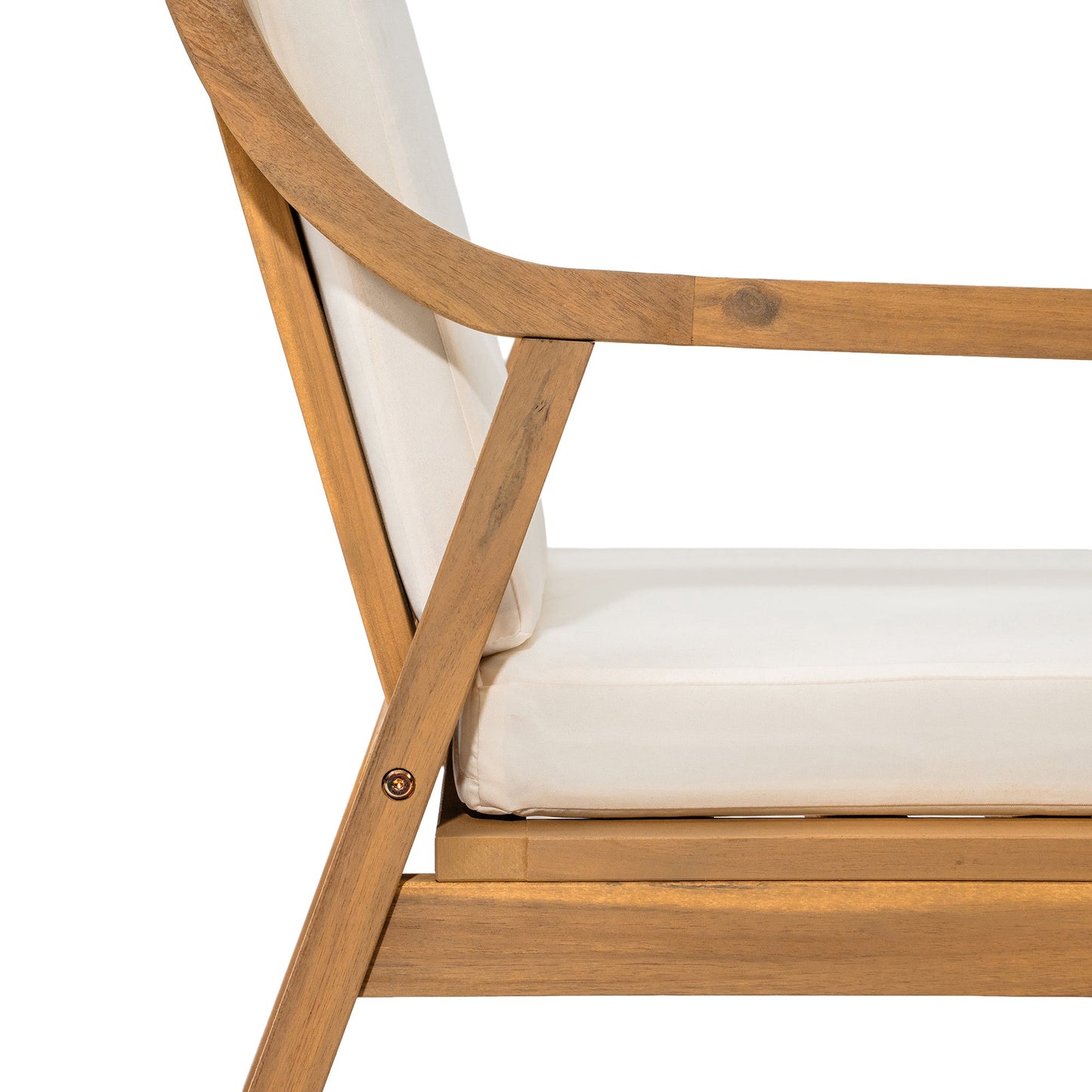 TREXM Patio Dining Chair Set of 2, Wood Outdoor Armchairs with Removable Cushions