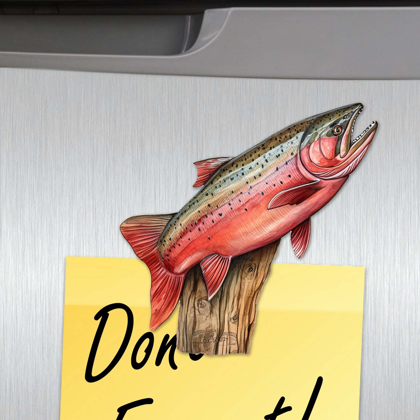 Wild Salmon Tales Decorative Eco Wood Magnets Set of 6 by G. Debrekht - Wildlife Coastal Decor - 8090109G-S6