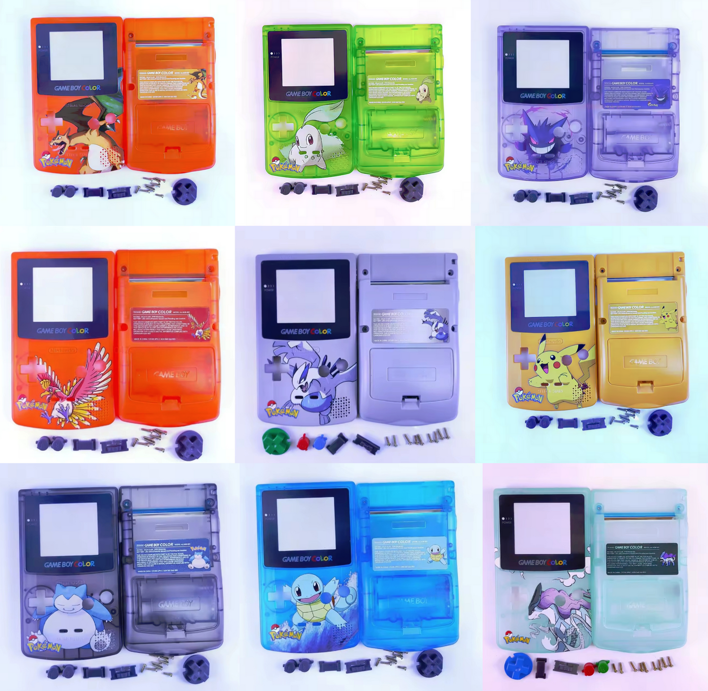 GBC Game Boy Color Case Replacement Shell Full Housing Pokemon