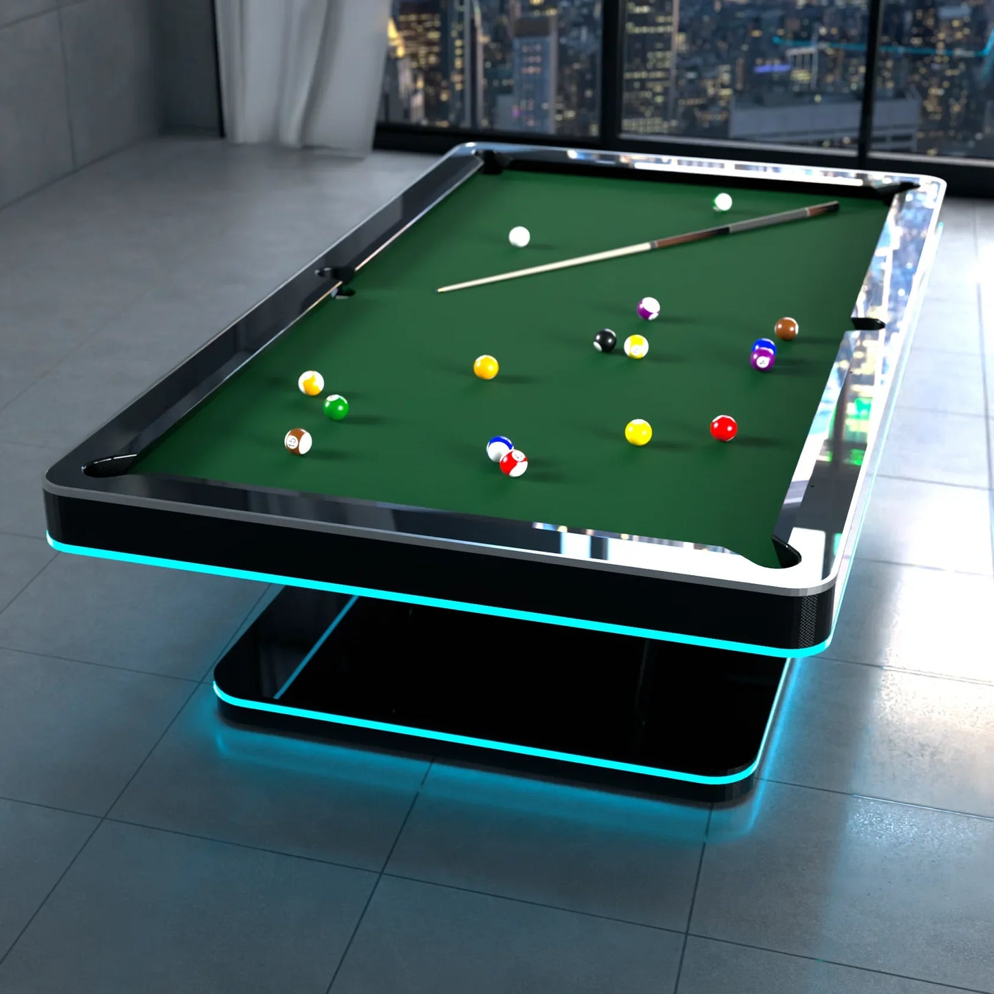 White Billiards The Stark Modern Slate LED Pool Table