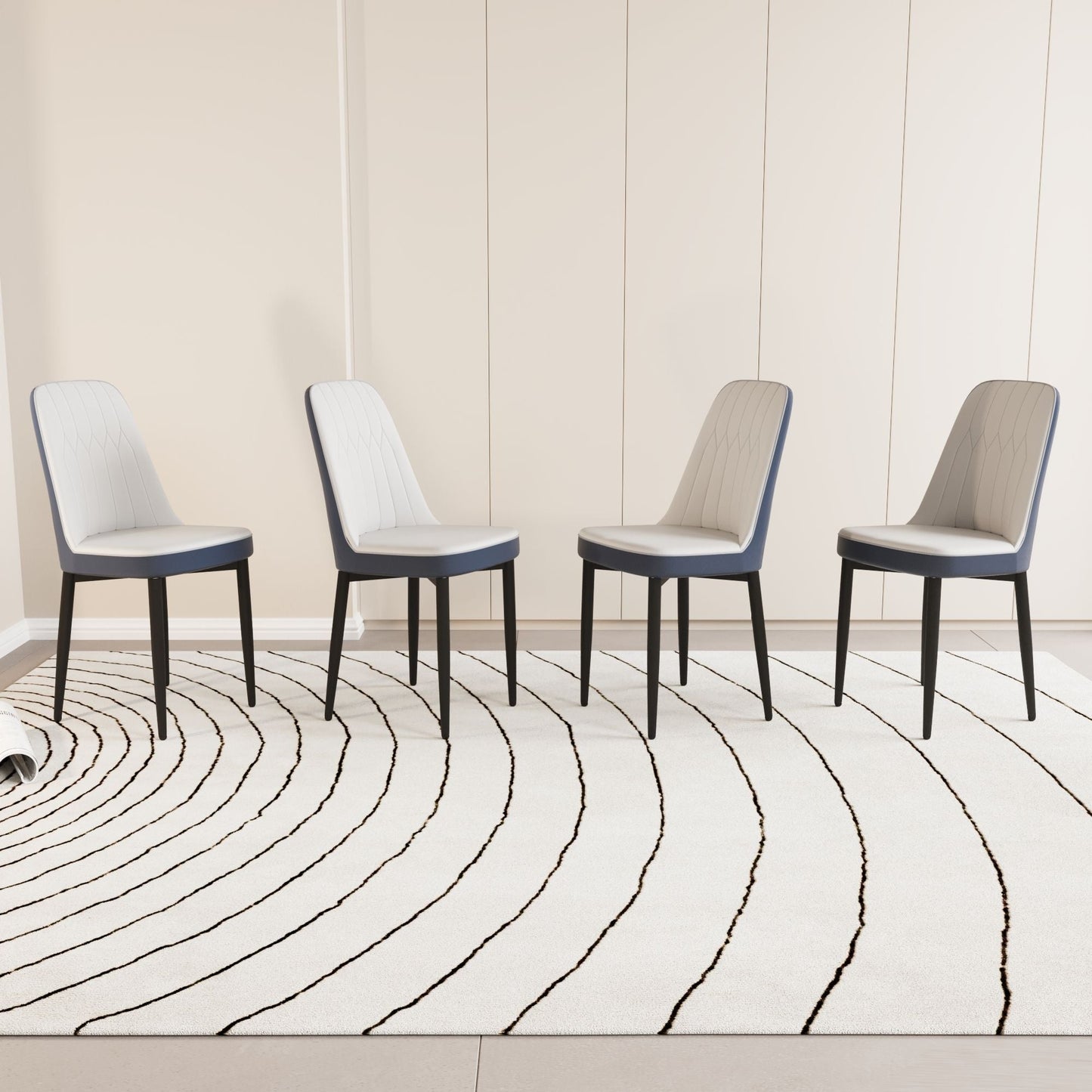 Modern Dining Chair With Cushions And Metal Legs