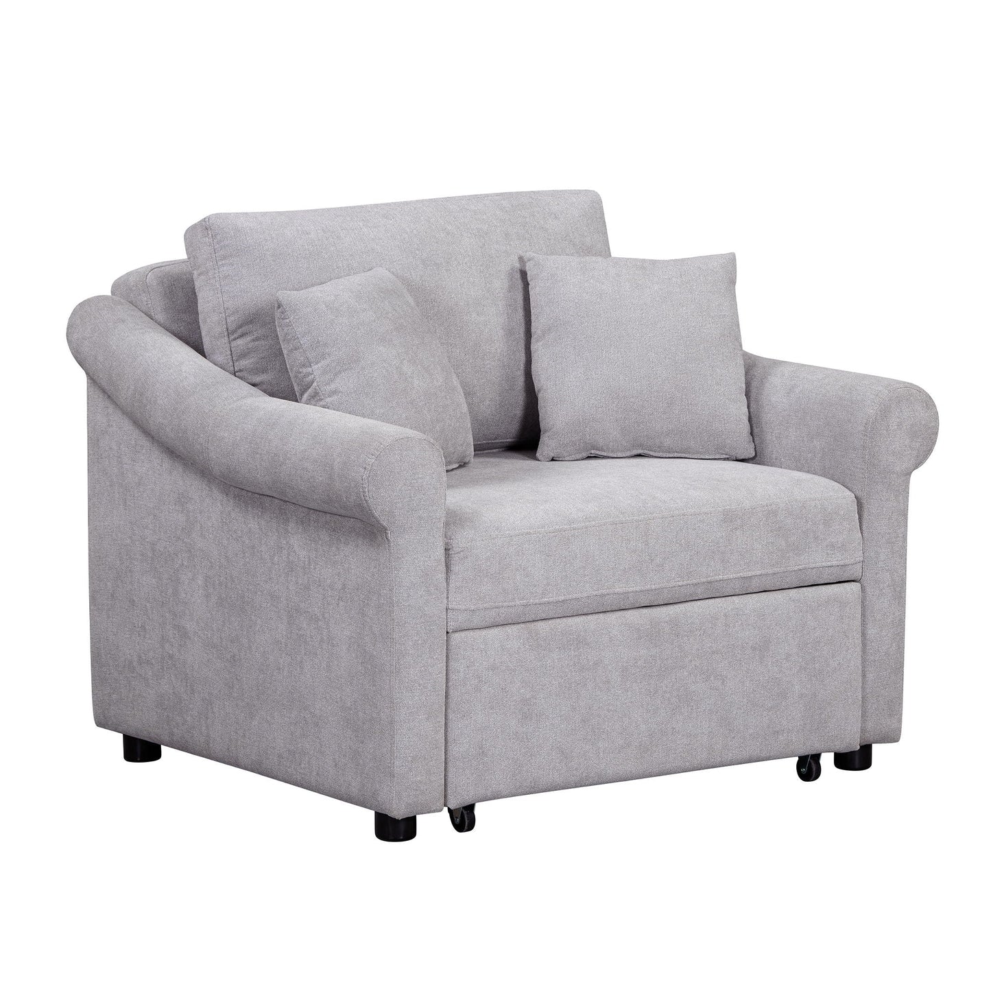 Convertible Sleeper Chair With Adjustable Backrest, 3 In 1 Lounger Chair Turns Into Bed, Single Bed For Living Room