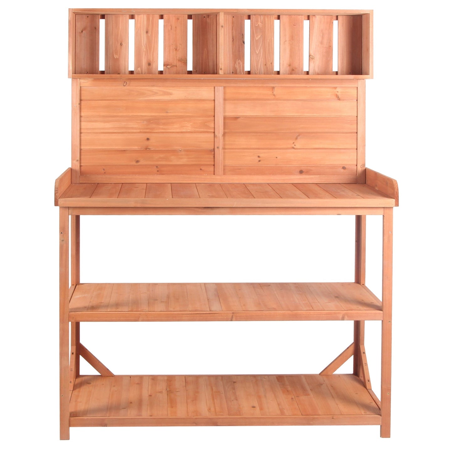 TOPMAX 65' Large Wooden Farmhouse Rustic Outdoor Potting Bench Table