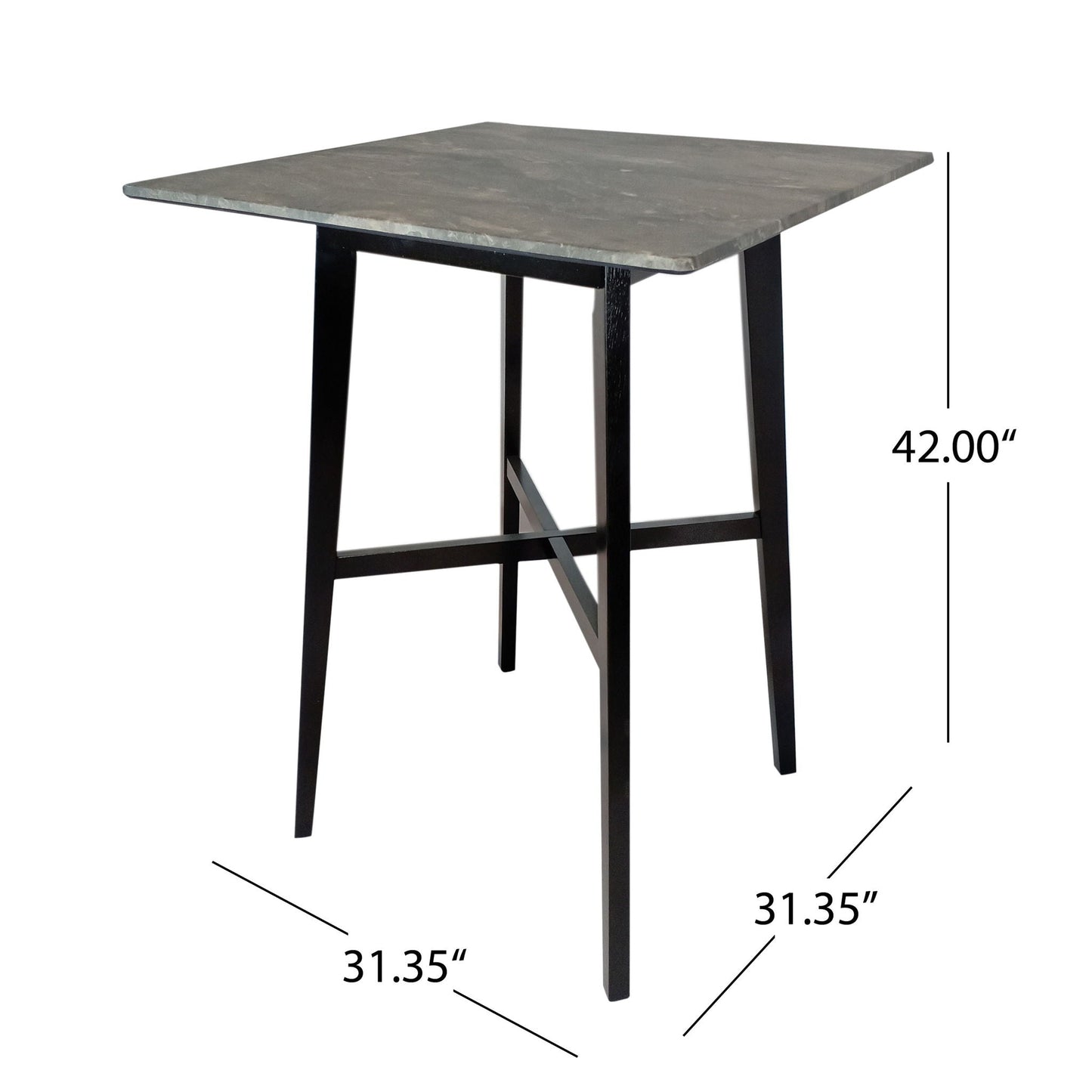 Modern Bar Height Dining Table, Rubberwood Legs and Laminate Table Top