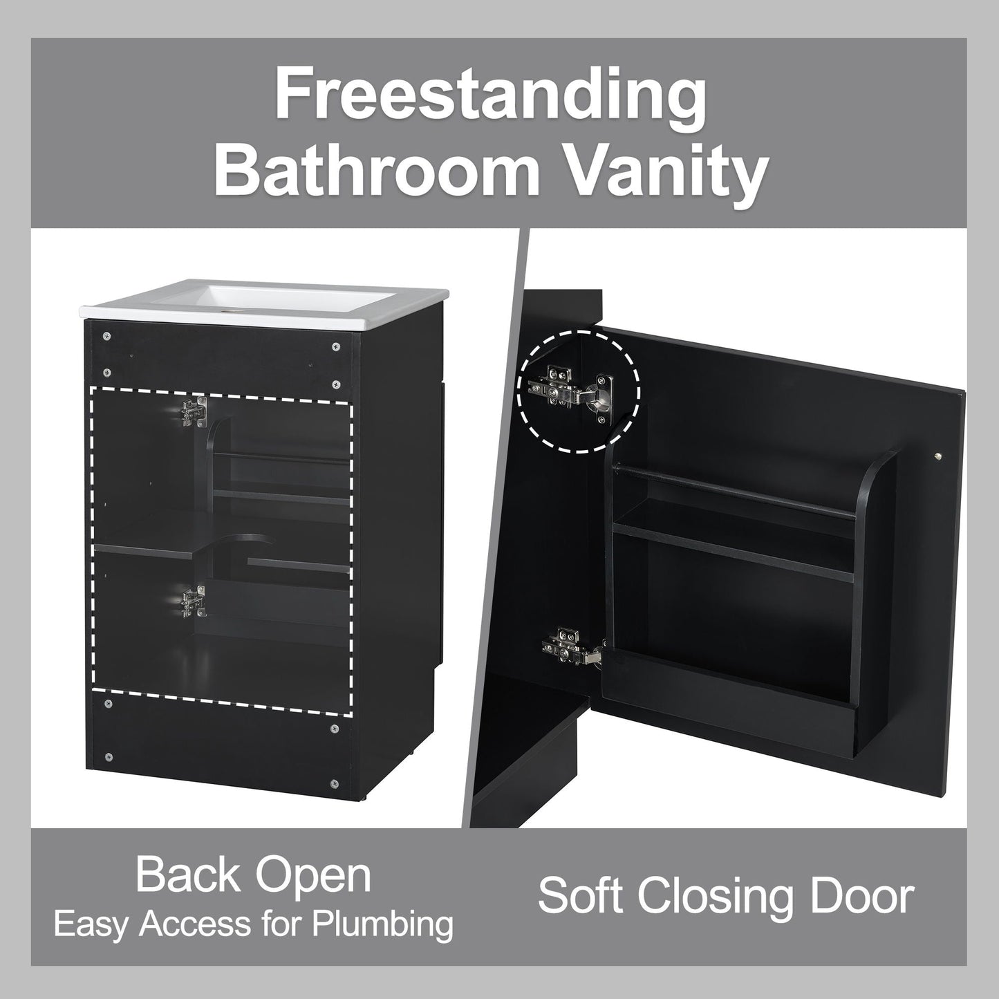 Bathroom Vanity With Sink, Cabinet With Adjustable Shelf