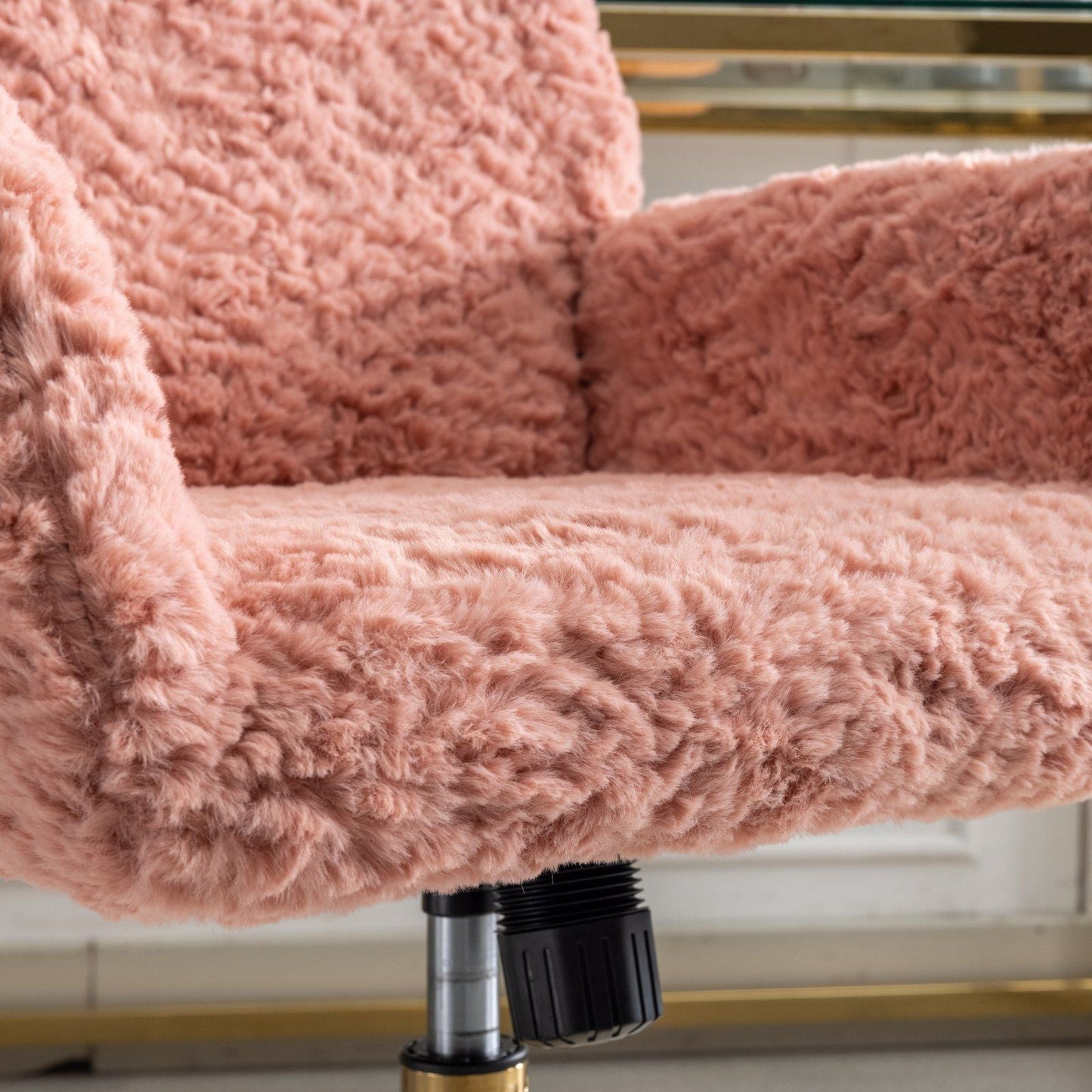 Office Chair, Artificial Rabbit Hair Home Office Chair With Metal Base, Adjustable Desk Chair Swivel Office Chair, Vanity Chair