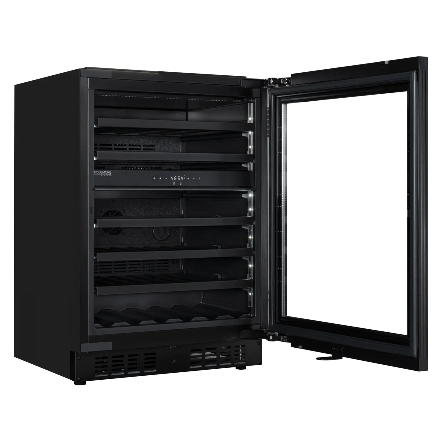 KoolMore Reserve 24 in. Under-Counter Panel Ready Dual Zone Built-in Wine Cooler and 45 Bottle Capacity in Black