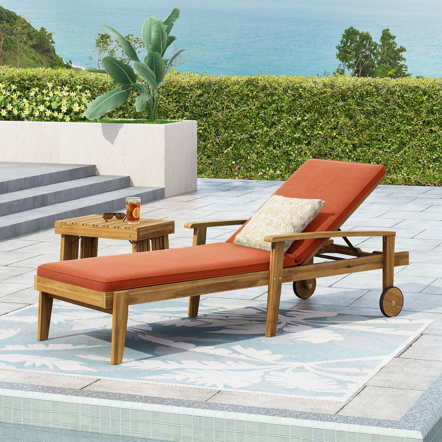Jason Chaise Lounge Adjustable Acacia Wood Outdoor Furniture