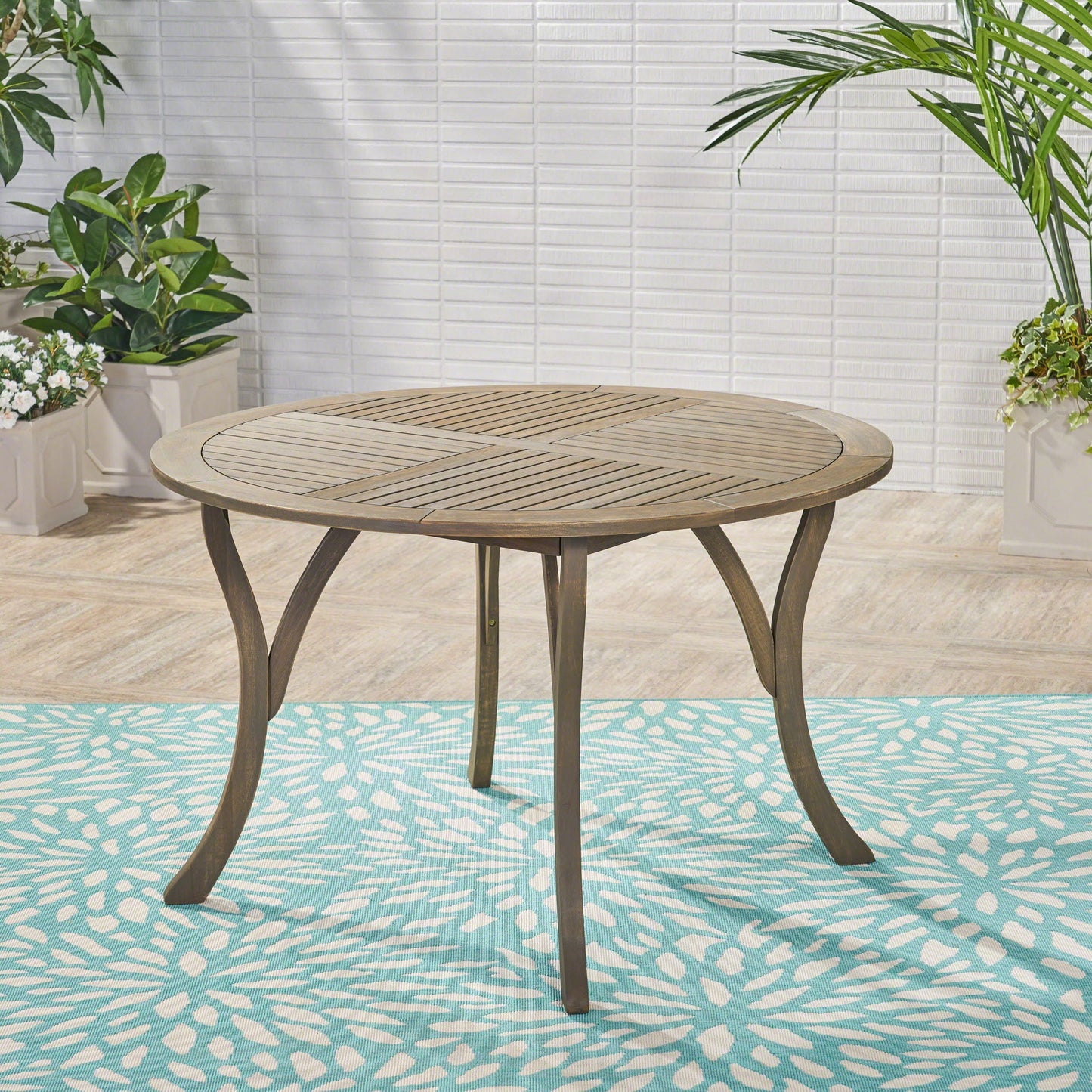 Hermosa Outdoor Acacia Wood Circular Dining Table