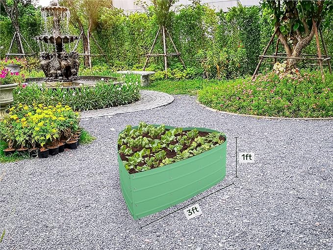 Galvanized Raised Garden Beds Outdoor // Planter Raised Beds for Gardening, Vegetables, Flowers // Large Metal Garden Box (Light Green) // Tool-Free Assembly