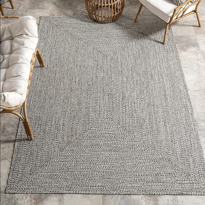 nuLOOM 2' x 16' Solid Hand Braided Indoor/Outdoor Area Rug, Pet-Friendly, High Traffic, Weather Resistant, for Patio, Balcony, Bedroom, Living, Dining Room, Wynn Salt and Pepper