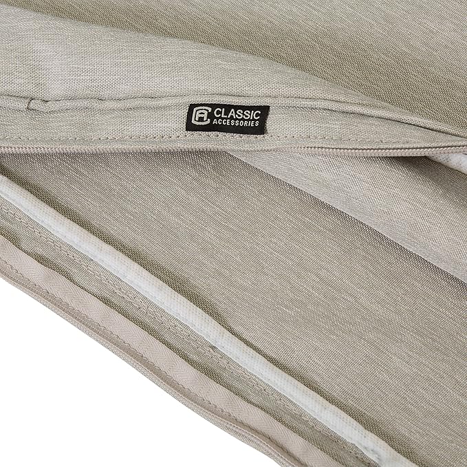 Classic Accessories Montlake Water-Resistant 25 x 22 x 4 Inch Patio Lounge Back Cushion, Heather Grey, Outdoor Loveseat Cushions