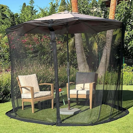 Mosquito Net for Umbrella 11 FT | Large Sizes & Fabric Designed for Outdoors | Insect House Screen Netting for Patio, Porch & Garden Terrace | Outside Canopy Bug & Fly Protection Enclosure