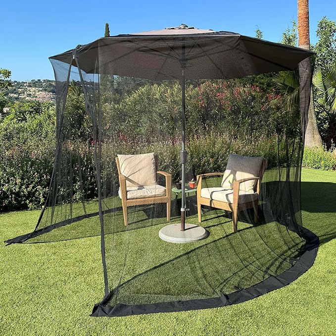 Mosquito Net for Umbrella 11 FT | Large Sizes & Fabric Designed for Outdoors | Insect House Screen Netting for Patio, Porch & Garden Terrace | Outside Canopy Bug & Fly Protection Enclosure