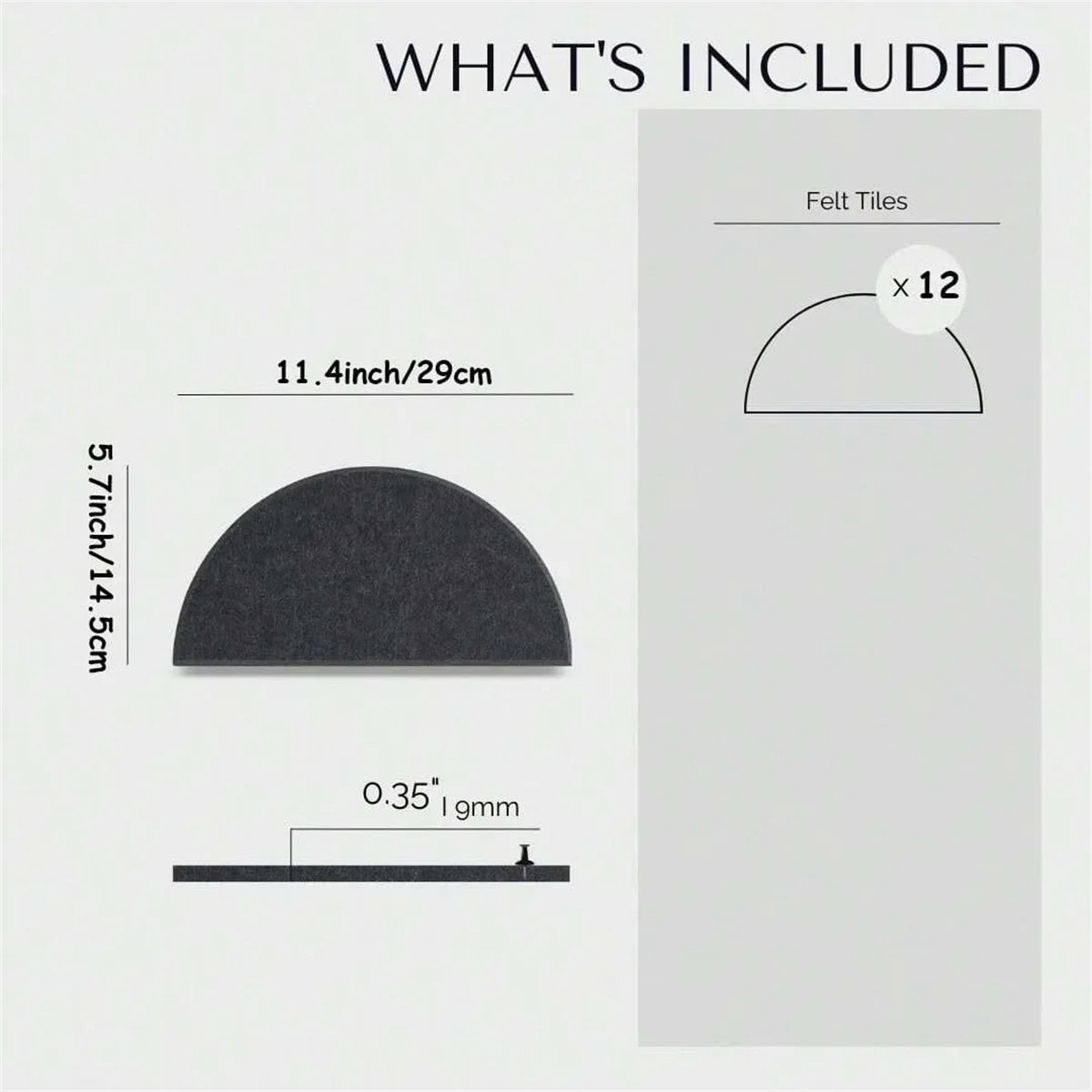 12pcs Decorative Felt Wall Panel Kit Semicircular Wall Felt Tiles Home Decor Felts Tiles with Self Adhesive Decorative Board