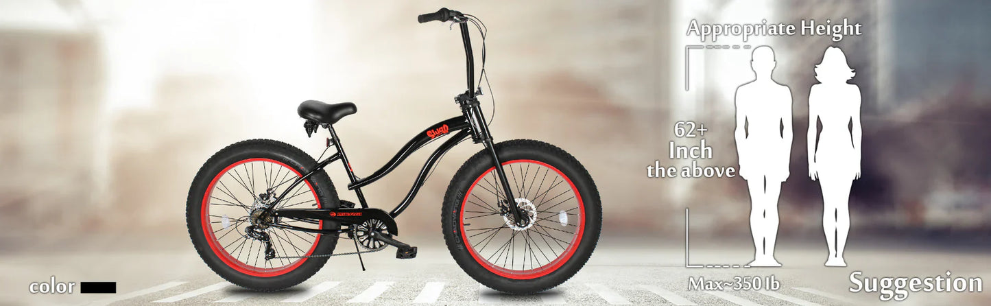 Micargi Slugo SS 26" 4.0" Fat Tire Beach Cruiser Bike