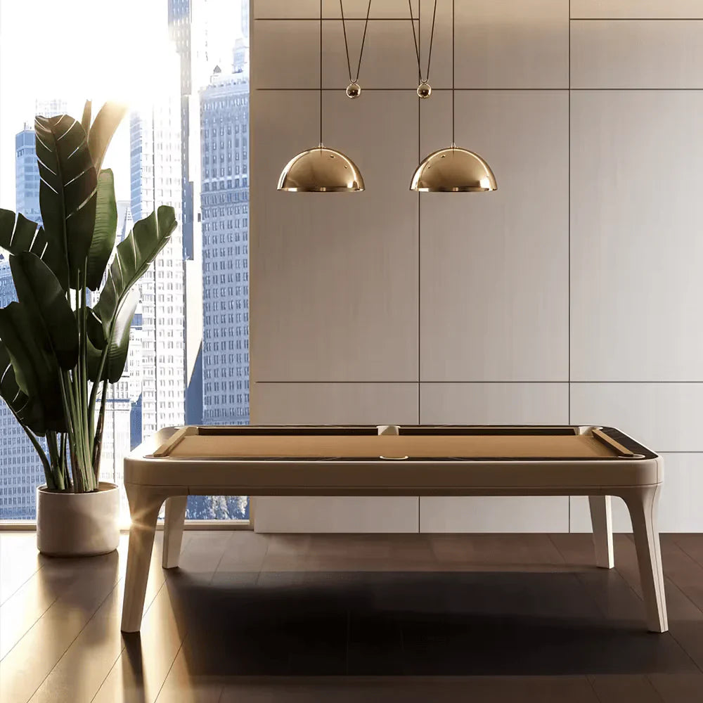 White Billiards The Morris Modern Slate Leather Pool Table