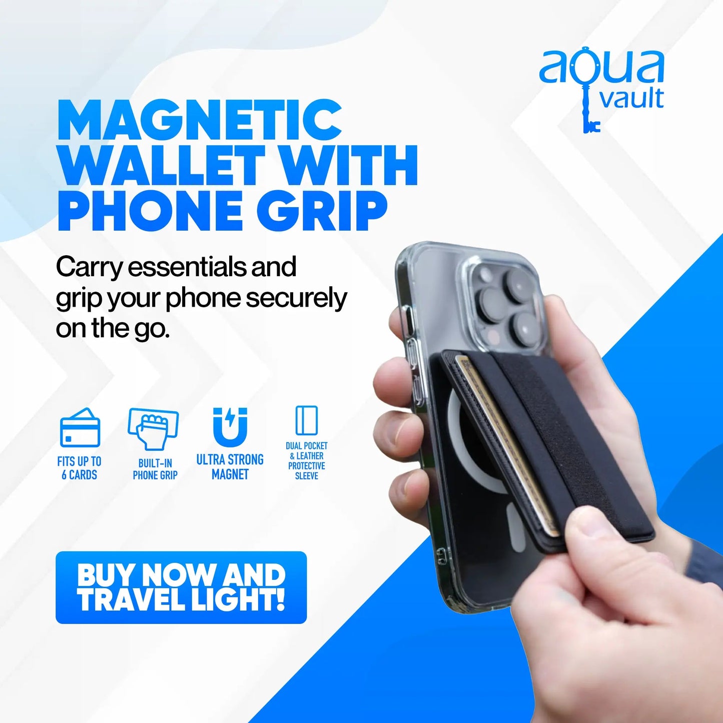 Magnetic Wallet with Phone Grip – Thin Magnetic Phone Wallet for iPhone