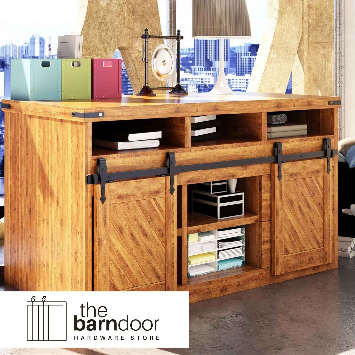 Arrow Cabinet Barn Door Hardware Kit | Matte Black