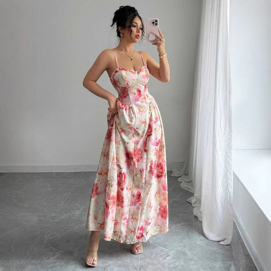 Cross-borderNew Spring and Summer Strapless Shoulder-baring Women's Fashion Fairy Long Elegant Evening Dress
