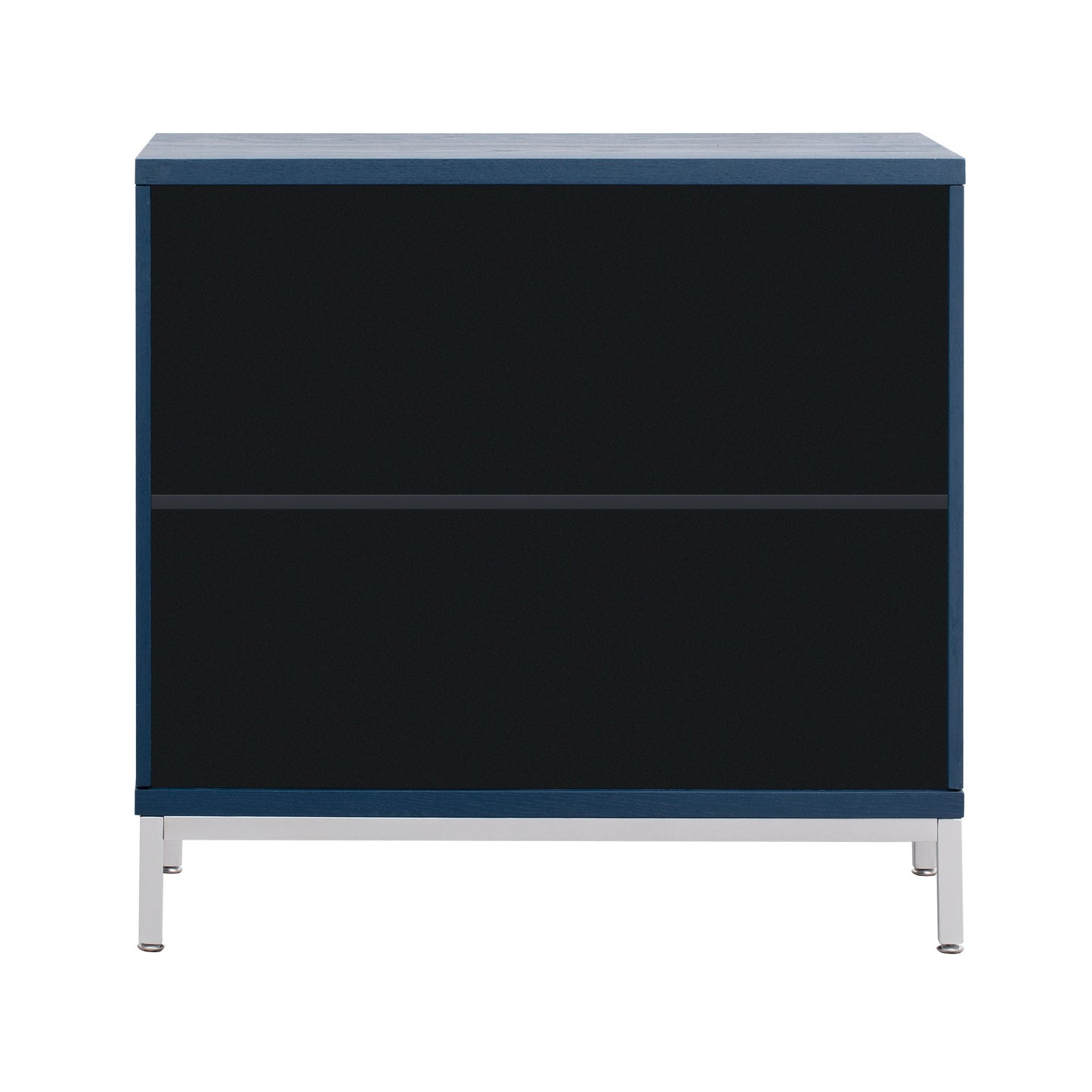 Simple Storage Cabinet Accent Cabinet with Solid Wood Veneer and Metal Leg Frame for Living Room, Entryway, Dining Room (Navy)