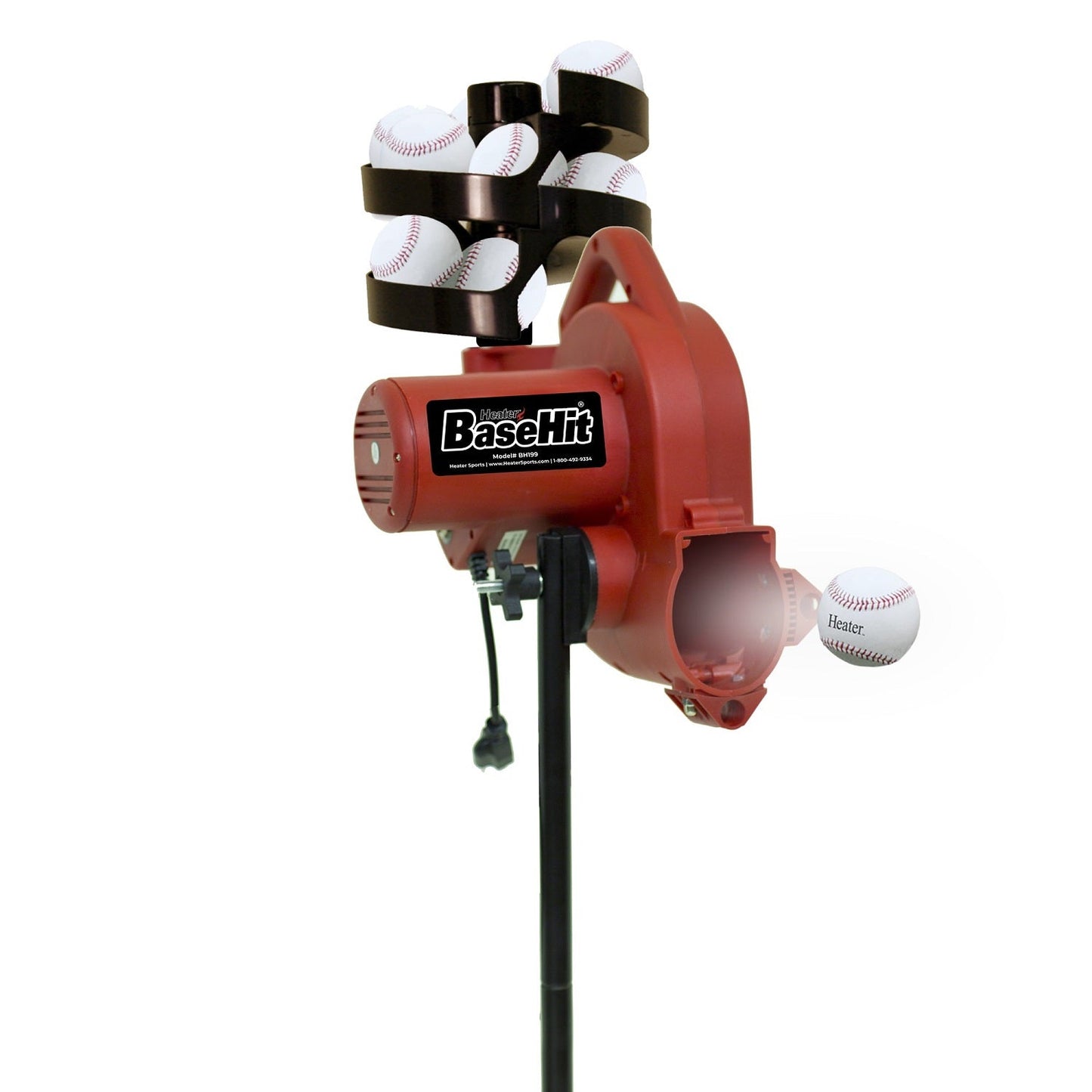 Heater BaseHit Pitching Machine w/ Feeder & Xtender 24' Batting Cage